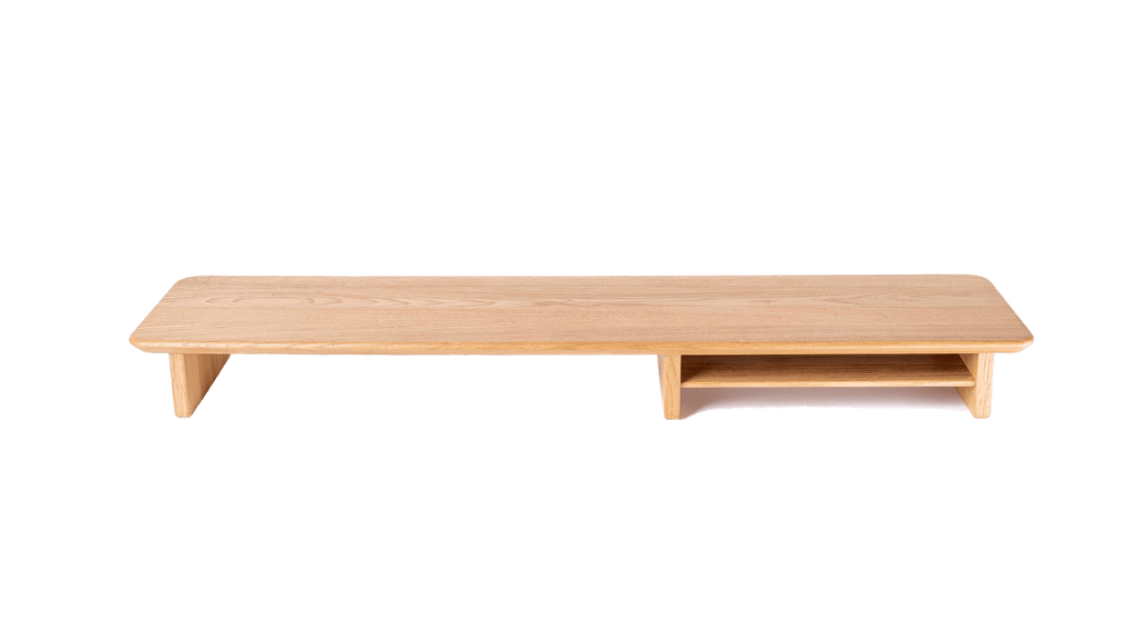 Monitor stand from solid oak wood - natural color - timeless natural, ideal for work or home office