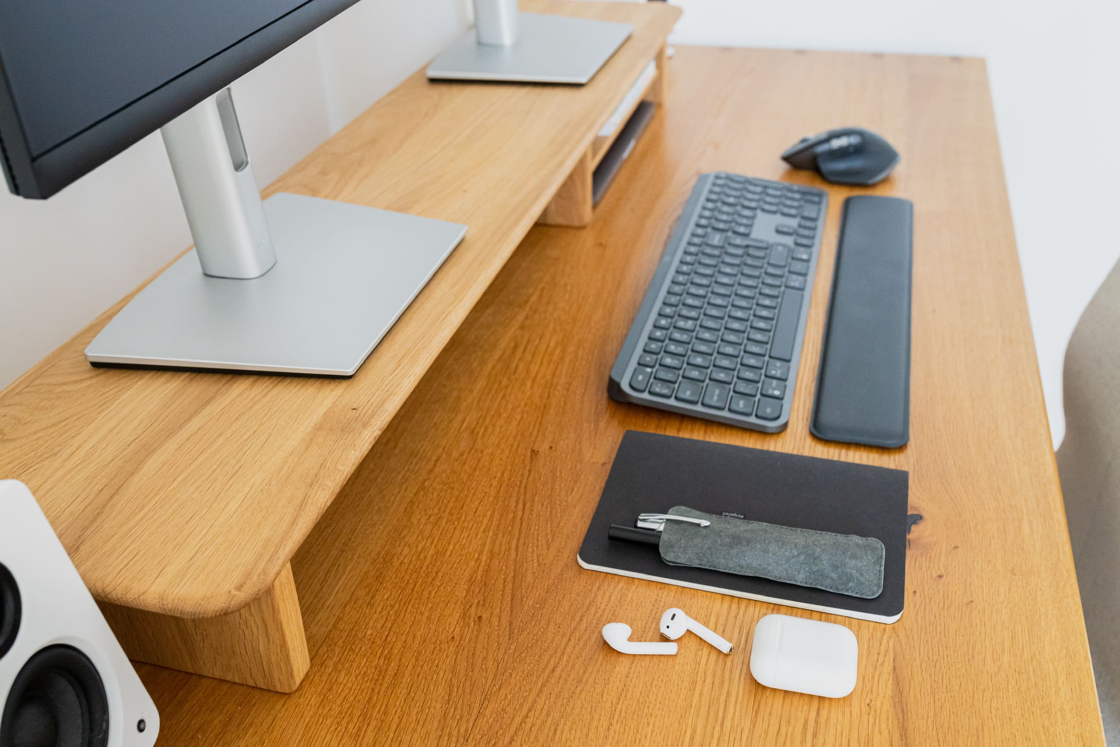 Calm desk setup for focused work